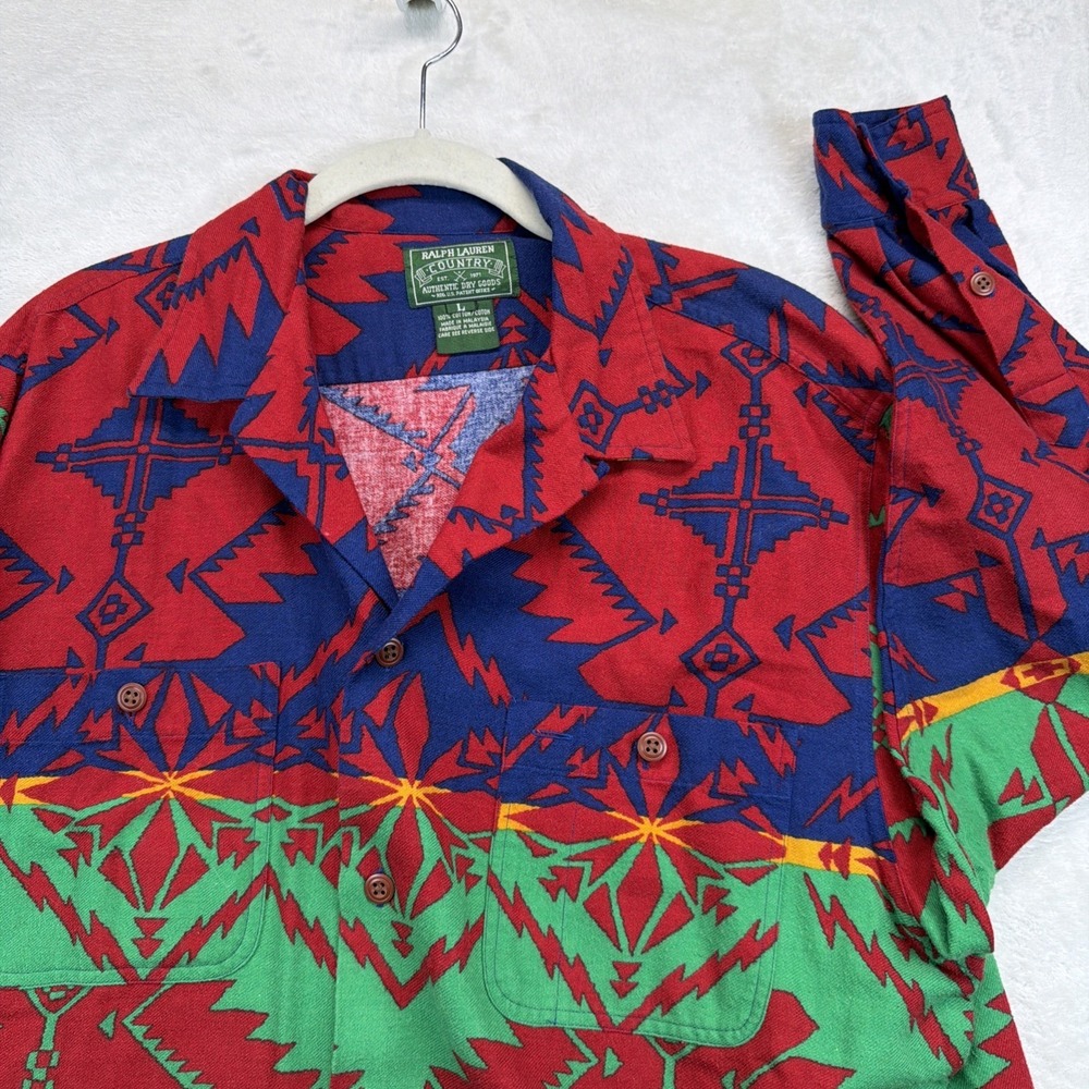 Vintage Ralph Lauren Country Serape Western Southwestern Shirt Women's L 90s